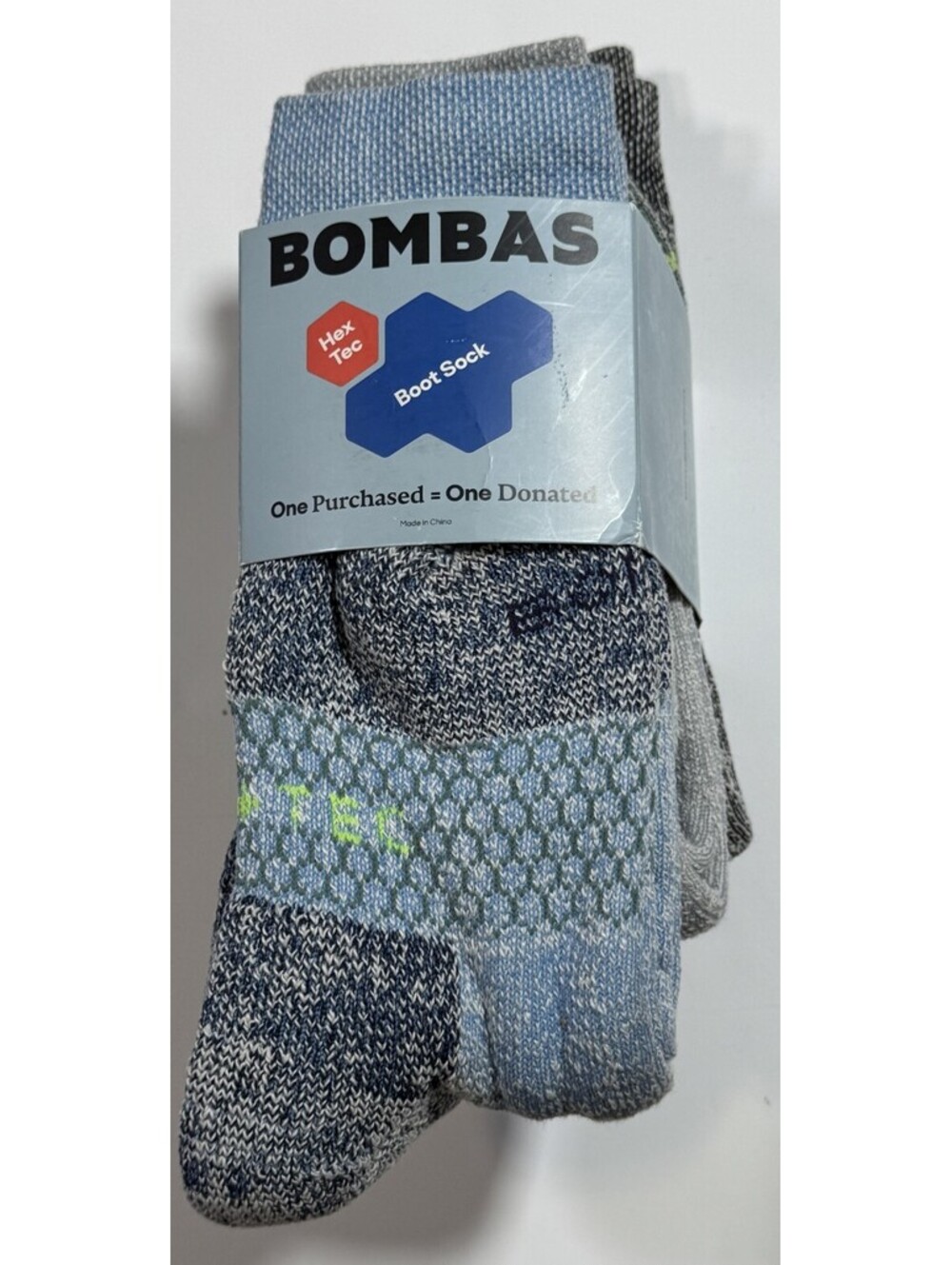 3 Pack Bombas Hex Tec Boot Sock Calf Crew Size M Men 6-9 Women 8 - 10.5